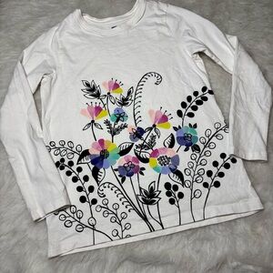 Tea Collection White Floral Long Sleeve Tee